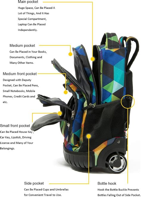 Buy Tilami Rolling Backpack Armor Luggage School Travel Book Laptop 18 ...