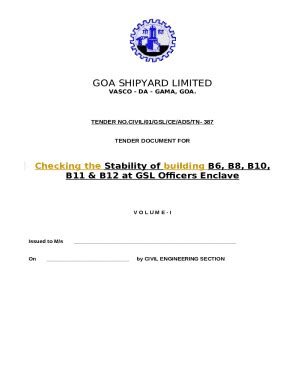 Tender Document for Building Stability Check Doc Template | pdfFiller