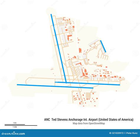 Map of Ted Stevens Anchorage International Airport. IATA-code ANC Stock ...