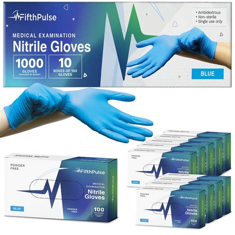 Medical Exam Blue Nitrile Gloves X Large 1000 Count - 3 Mil Powder and ...