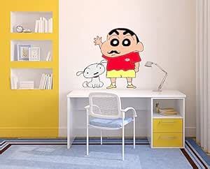 Shinchan with Shiro Wall Sticker for Kids Room, Living Room, Drawing ...
