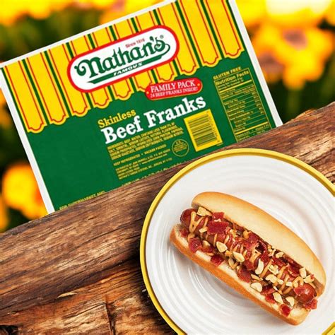 Nathan's Famous Skinless Beef Franks - 40 Hot Dogs (5 lbs Total)