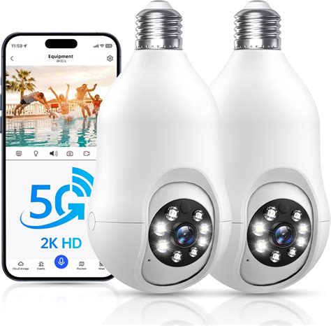 Amazon.com : Light Bulb Security Cameras Wireless Outdoor, 5G& 2.4GHz ...