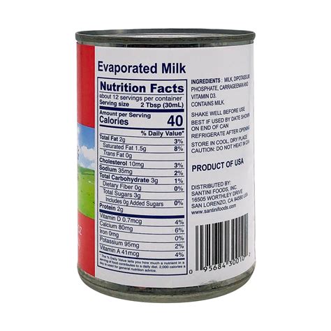 42 evaporated milk ingredients label