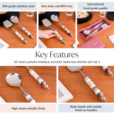 Luxury Marble Accent Serving Spoon Set Of 2 Online - Premium Serving ...