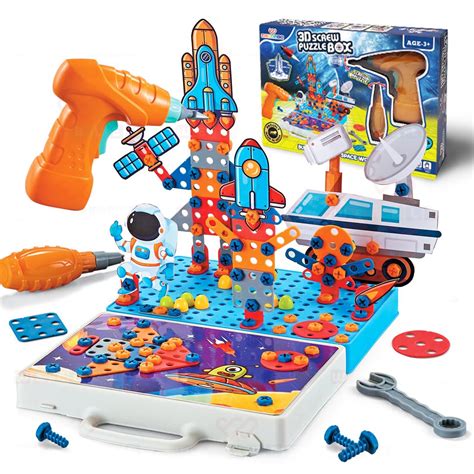 Space 3D Screw Puzzle Box, Drill Screw Tool Set, DIY Building Block Ki ...