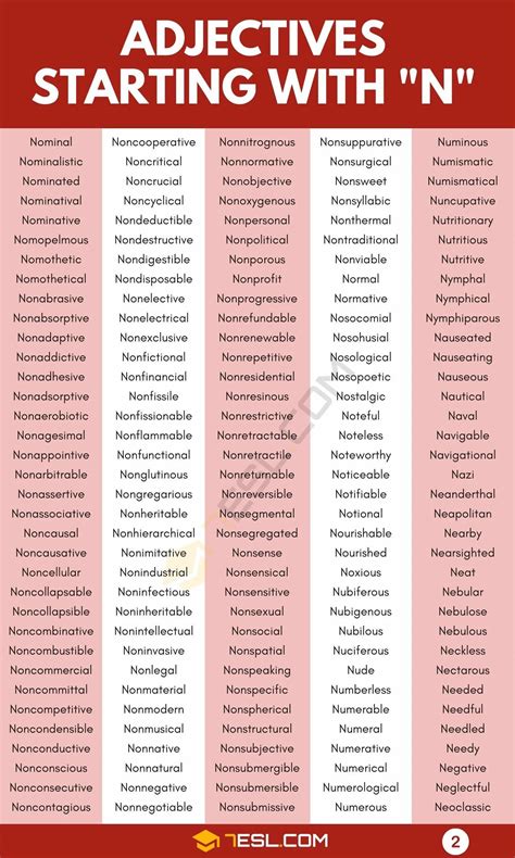 Adjectives That Start with N (333 N Adjectives in English) • 7ESL ...