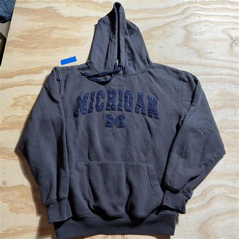University of Michigan hoodie grey and blue size... | Depop