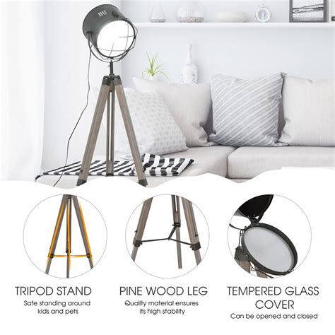HOMCOM Industrial Style Tripod E27 Base Floor Lamp B31-153