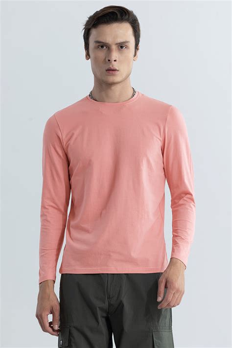 Pink Full Sleeves 4-way Stretch Crew Neck T-Shirt - SNITCH