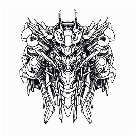 Weltraumkämpfer-Roboter-Lineart | Premium Vektor