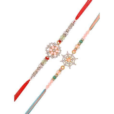 Buy Voylla Traditional Motifs Thread Rakhi with Roli Chawal & Card (Set ...