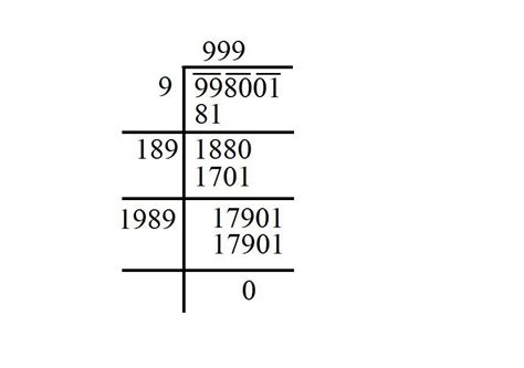 find the square root of 998001 by long division method. - Brainly.in