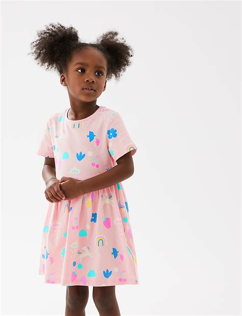 Buy Pure Cotton Unicorn Print Dress (2-7 Yrs) at Marks & Spencer