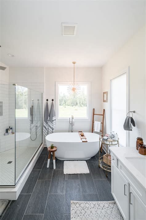 Gray Floor White Walls Bathroom