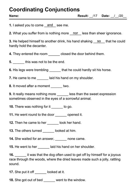 Image result for Conjunctions Worksheet