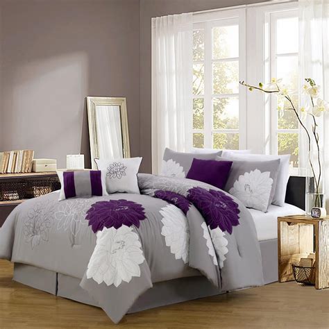 Grey and Purple Comforter & Bedding Sets