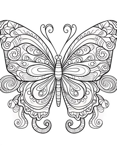 Páginas para colorir borboletas para adultos | imagem Premium gerada com IA
