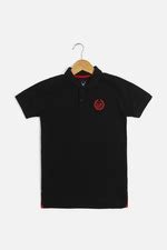 Buy Boys Black Regular Fit Solid Polo Neck T-shirt Online - 39669494 ...