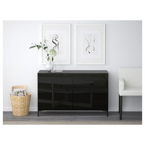 BESTÅ storage combination w doors/drawers, black-brown/Selsviken high ...
