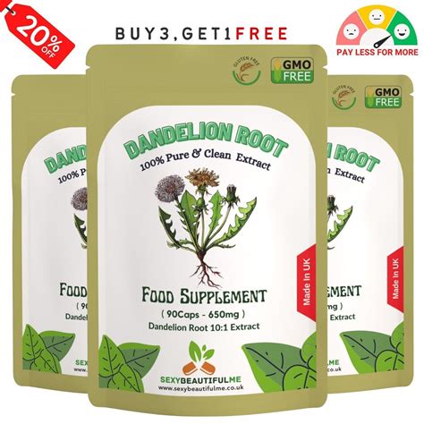 Dandelion Root Capsules 6500mg Strong Extract, 100% Natural and Strong ...