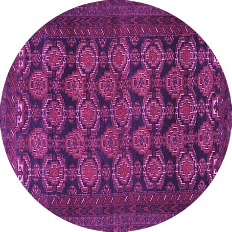 Ahgly Company Indoor Round Persian Purple Traditional Area Rugs, 8 ...