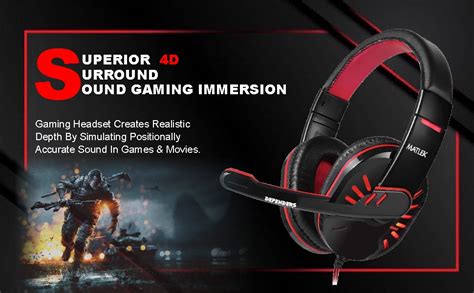 Matlek Wired Over Ear Gaming Headphones with Mic Adjustable, Surround ...