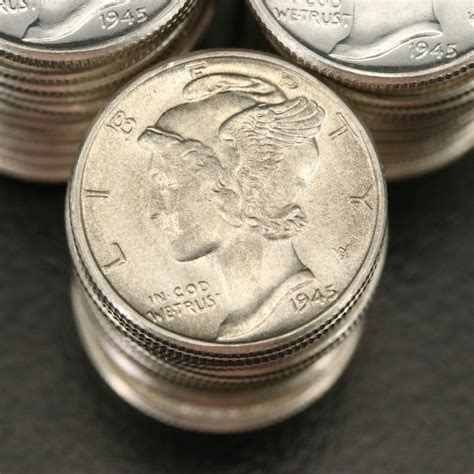 50 Uncirculated 1945 Mercury Silver Dimes | EBTH