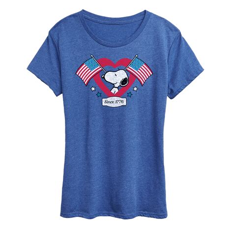 Peanuts - Snoopy Since 1776 Flag Heart - Women's Short Sleeve Graphic T ...