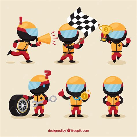 F1 racing characters | Premium Vector