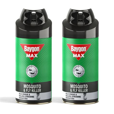Baygon Max Mosquito and Fly Killer Spray, 200ml (Pack of 2) | Instant ...