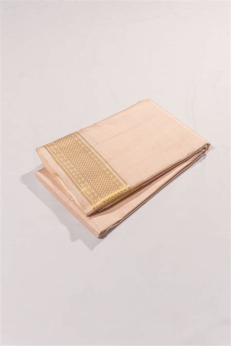 Kanchipuram Silk Plain Peach Dhoti With Kanduva | Kankatala