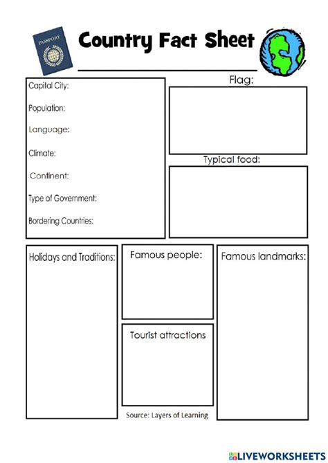 Country Fact File Worksheet 的图像结果