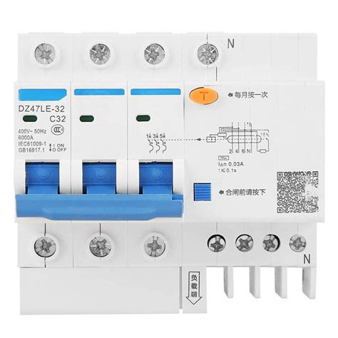 Riuty DZ47LE-32 3P+N C32 RCCB Residual Current Circuit Breaker (230V ...
