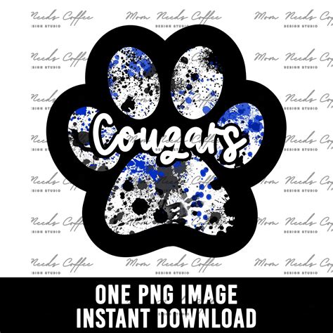 Cougars PNG, Cougars Paw Print, Sports Clipart, Gameday Sublimation ...