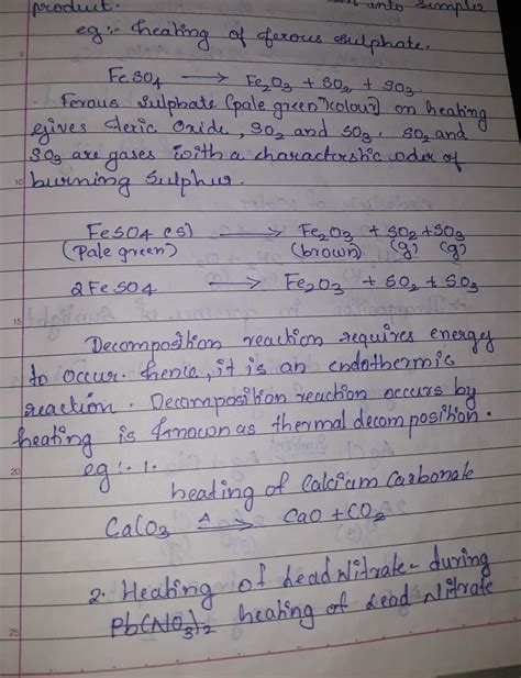 Q.17 Decomposition reactions require energy either inform of heat and ...