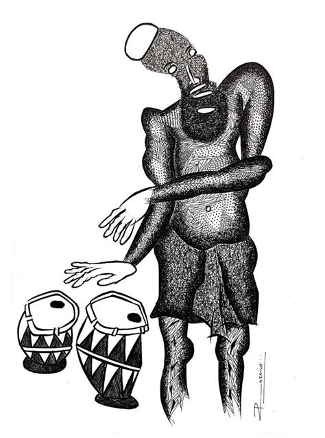 "Musician Series 11": Steel Grey Pen Ink Drawing by Rashid Ahamad ...