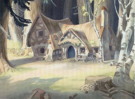 The Dwarfs' cottage background painting from Snow White and the Seven ...