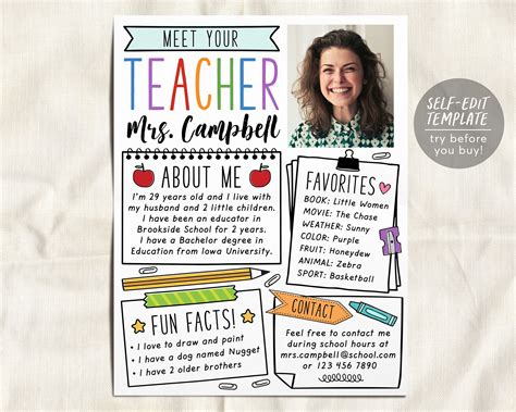 Meet The Teacher Editable Template, Back To School Welcome Letter Prin ...