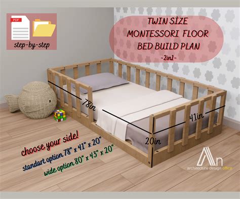 Twin Size Montessori Floor Bed Build Plan I DIY Wooden Floor Bed Plan I ...