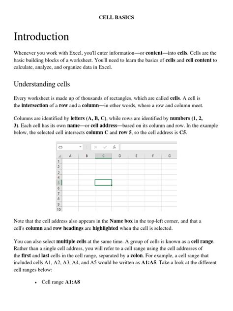 Image result for Excel Tutorial Cell