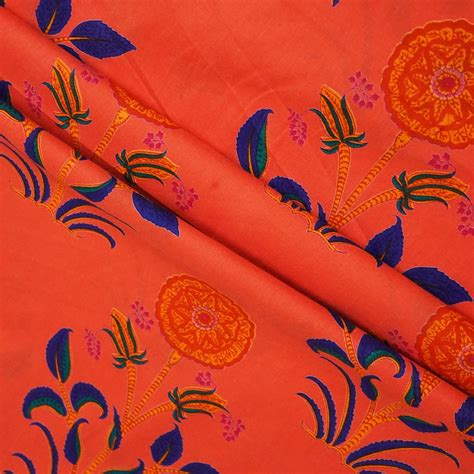 Buy Peach Handblock Print Cotton Fabric Online at TradeUNO – TradeUNO ...