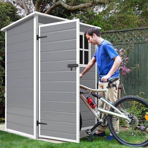 DWVO 5x3ft Resin Outdoor Storage Shed with Floor, India | Ubuy
