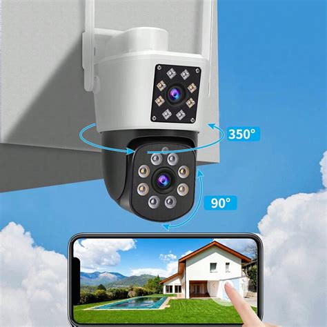 4MP Dual Lens Wifi Camera Outdoor PTZ Security Camera 1080p CCTV Video ...
