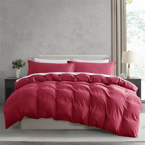Amazon.com: Nestl Twin Duvet Cover Set - Soft Prewashed Burgundy Red ...