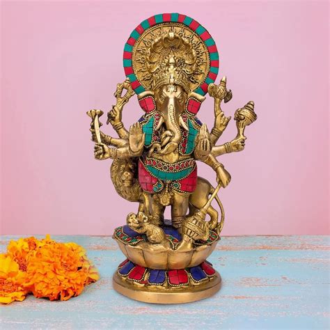 ARTVARKO Large Size Standing Ganesha Statue Brass Murti of Lord Ganpati ...