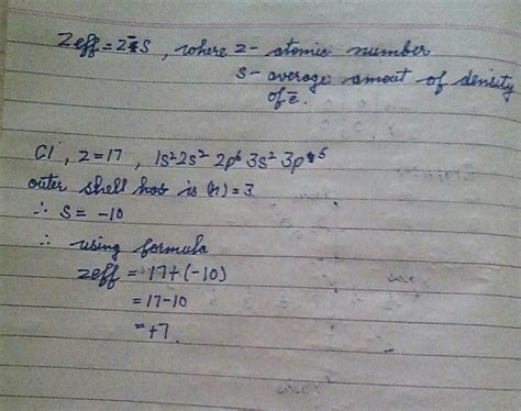 calculate zeff of chlorine - Brainly.in