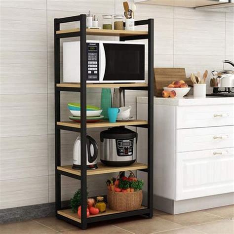 Microwave Oven Stand, Black & Beige - 5 Tier | Dsignlab