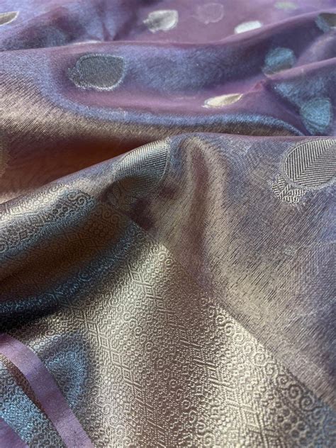 Metallic Pink Kora Tissue Silk Traditional Jacquard Weave Banarasi Sar ...