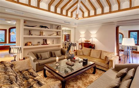 Wallpaper design, style, interior, Spain, living room, Villa Rio-Verde ...